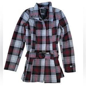 PLAID WOOL BLEND PEA COAT MAJORA